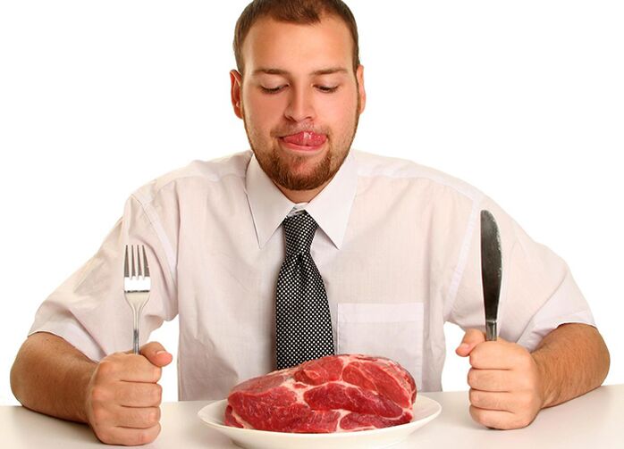 Rotes Fleisch in der Ernährung eines Mannes
